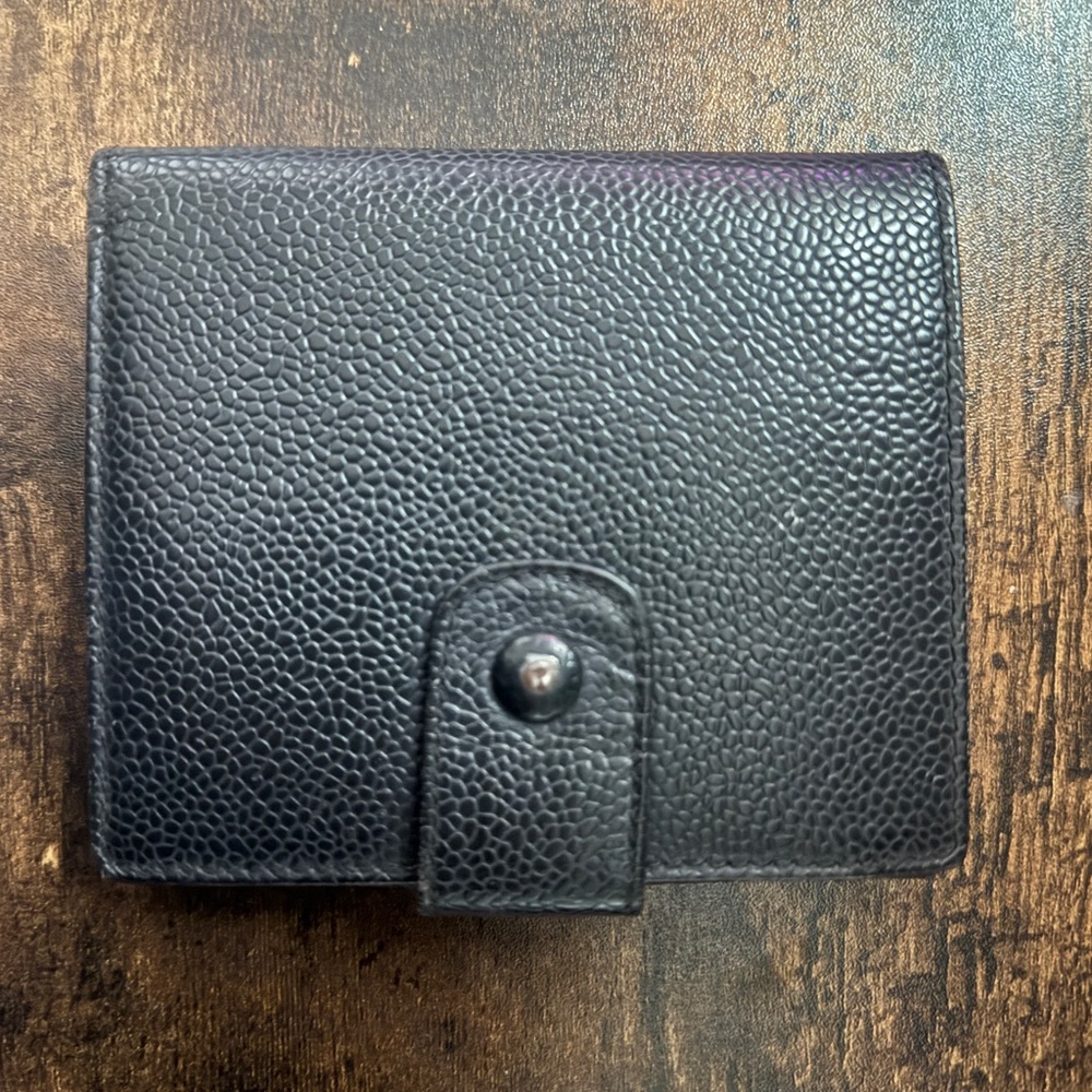 CHANEL Black Caviar Leather CC Long Wallet Vintage + Auth Card & Box - Picture 4 of 8